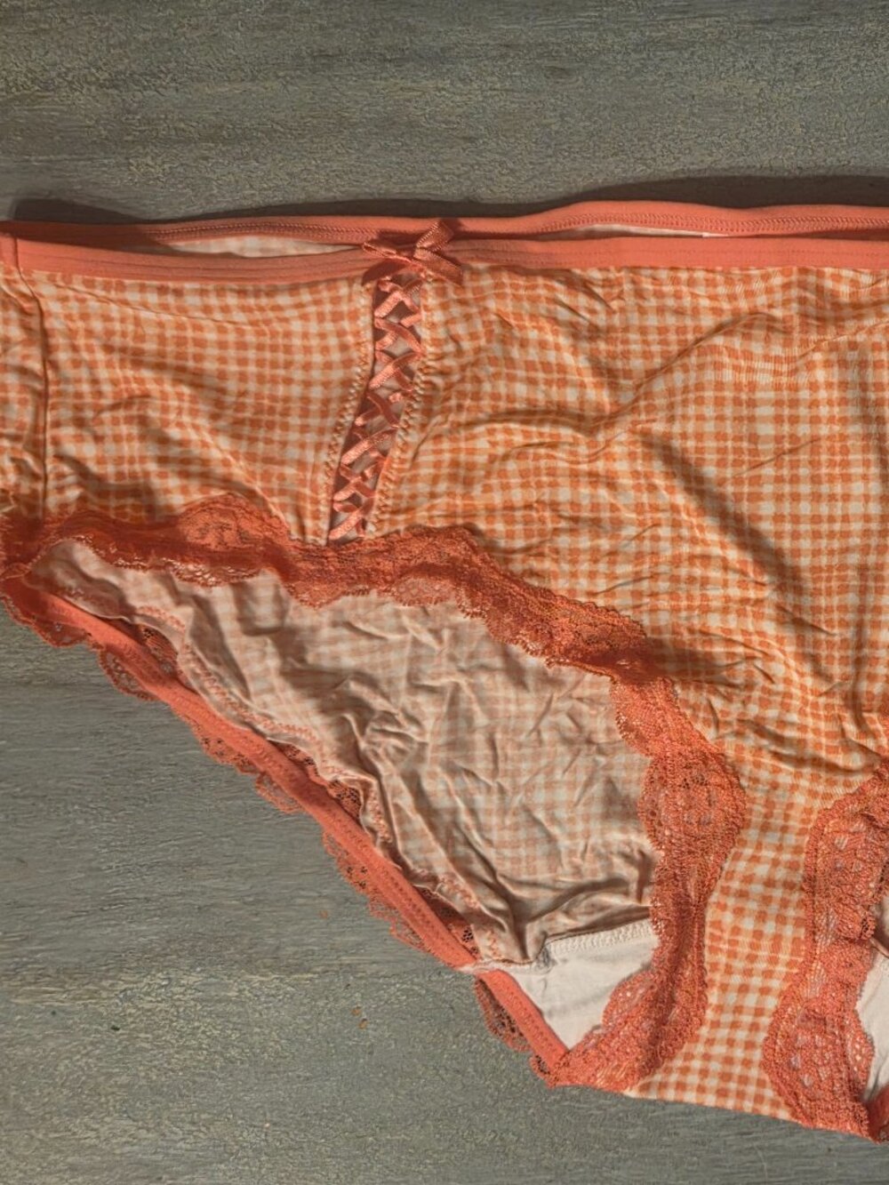 Sexy Coral Pink Checked Hipster Panties by Cacique, Plus Size 26/28 NWT